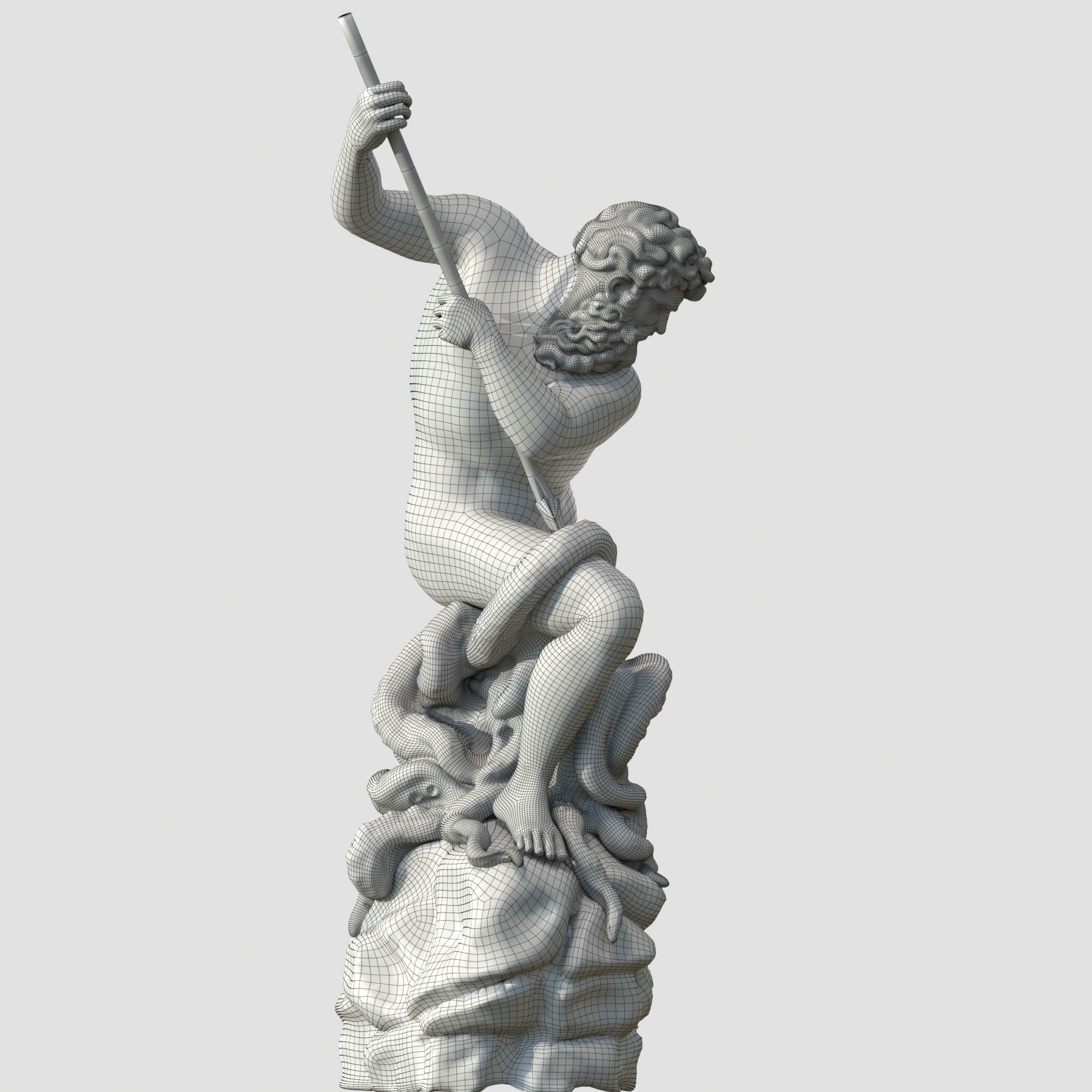 Neptune statue of man holding spear 3D model_15