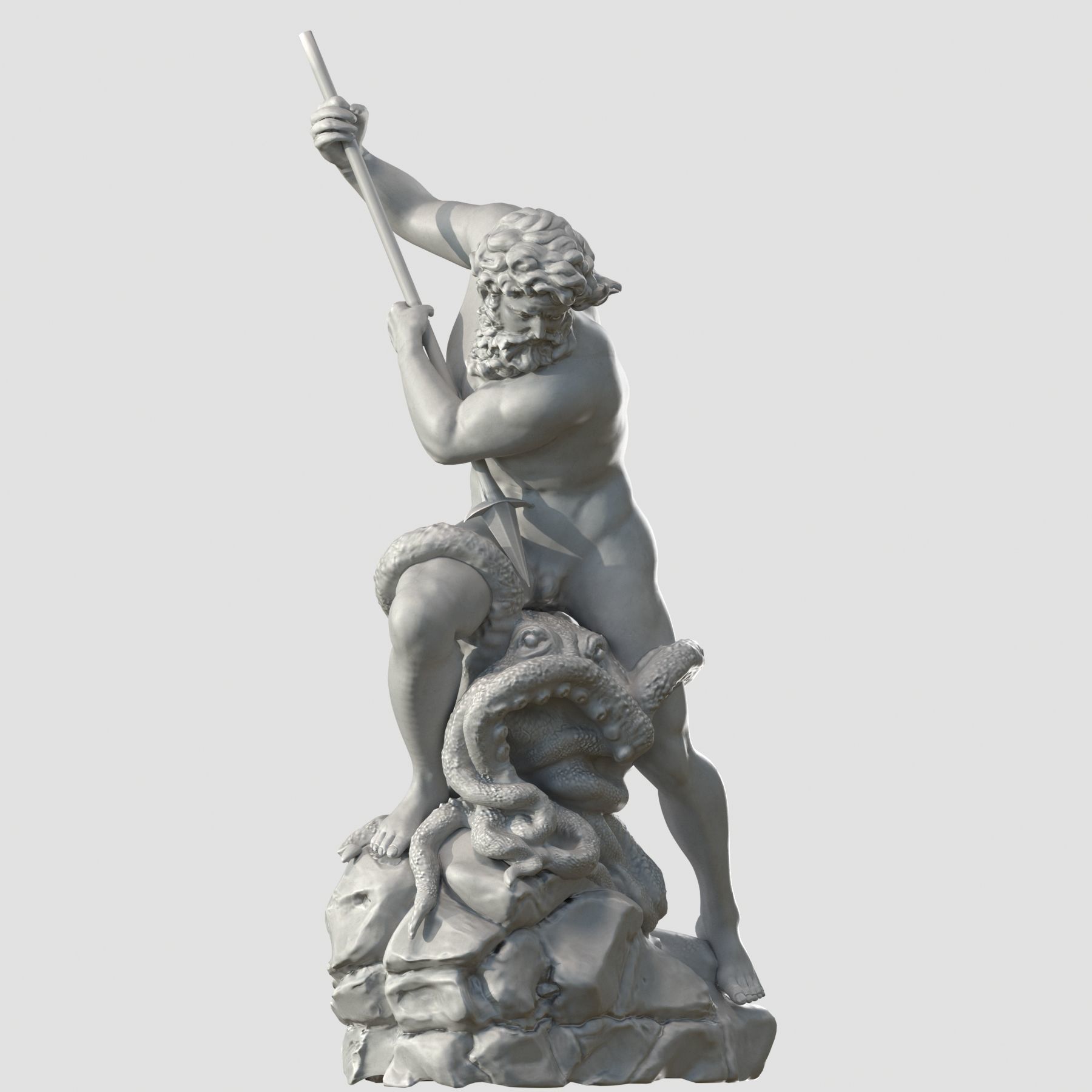 Neptune statue of man holding spear 3D model_12