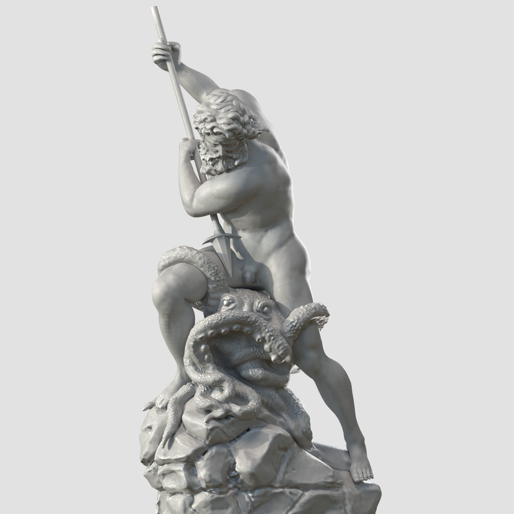 Neptune statue of man holding spear 3D model_1