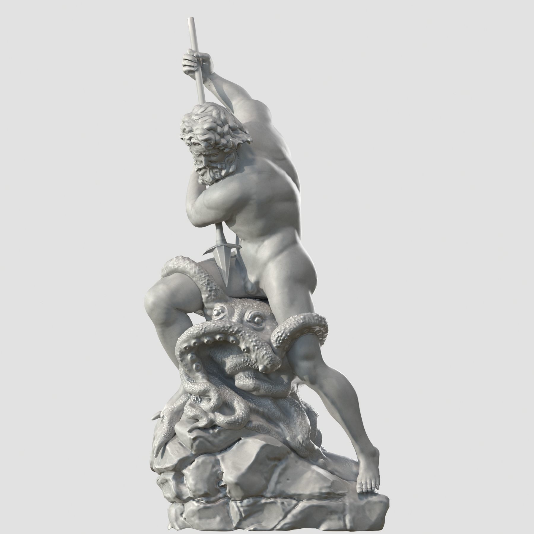 Neptune statue of man holding spear 3D model_10