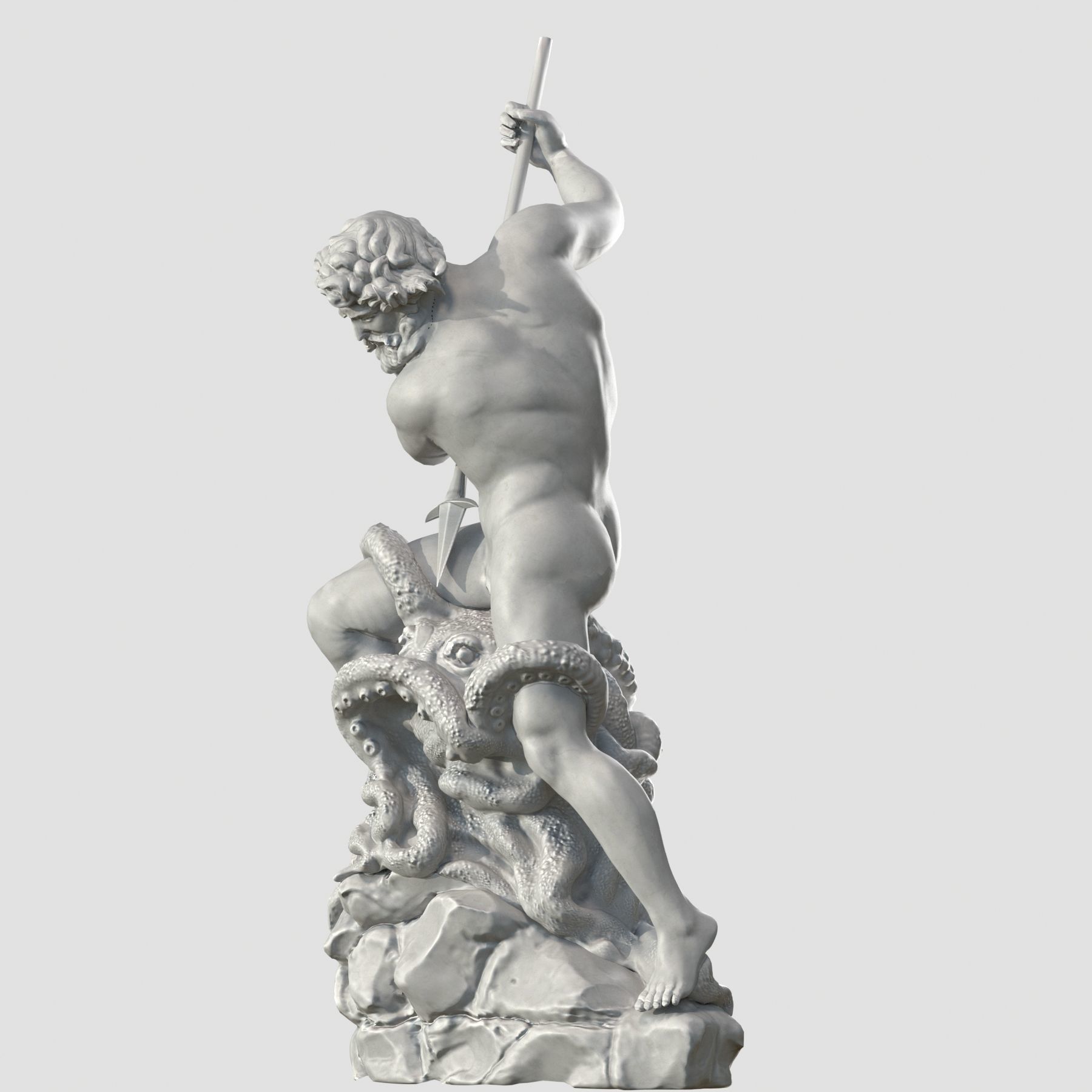 Neptune statue of man holding spear 3D model_8