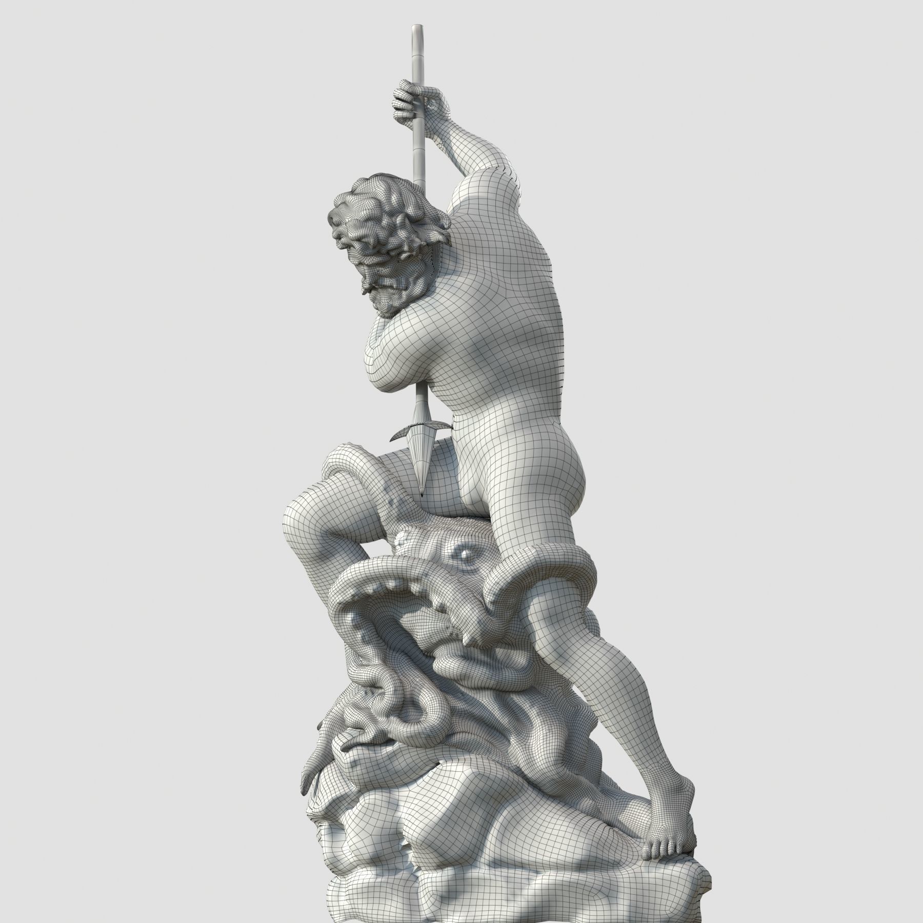Neptune statue of man holding spear 3D model_16
