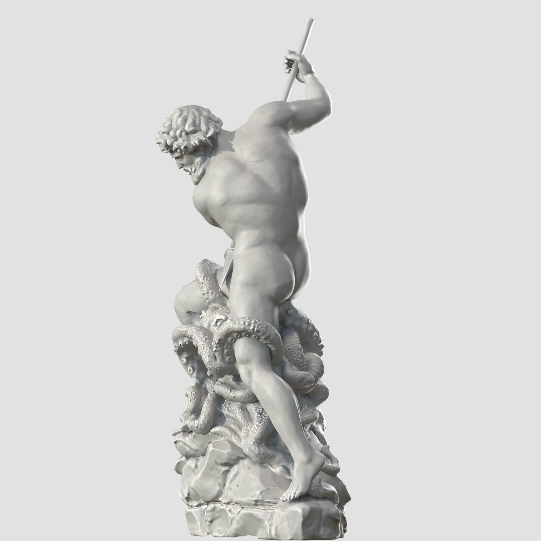 Neptune statue of man holding spear 3D model_7