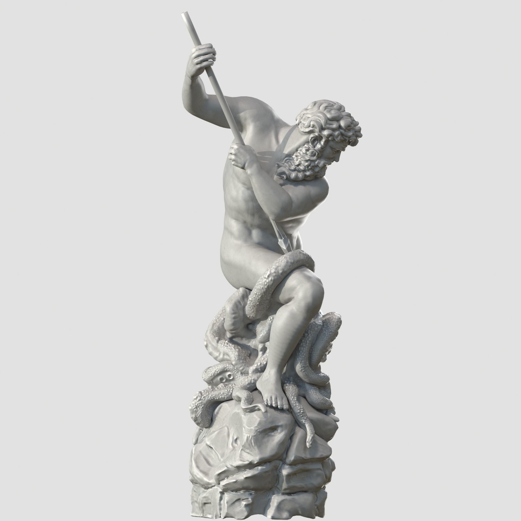Neptune statue of man holding spear 3D model_21