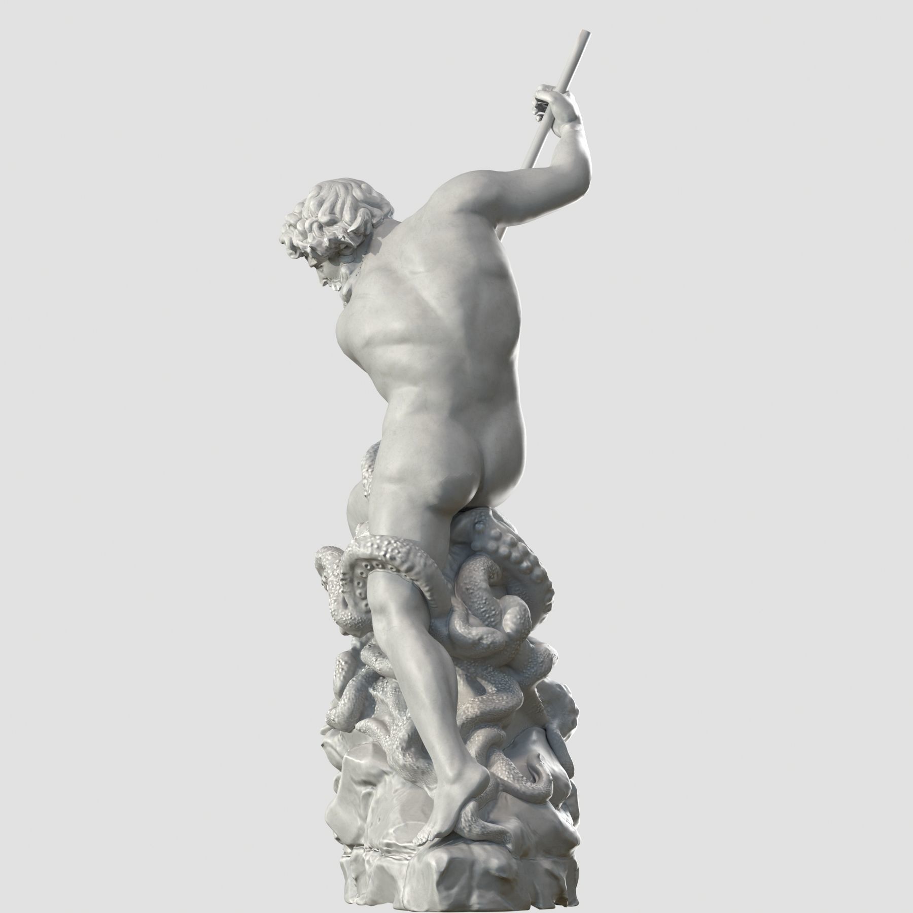 Neptune statue of man holding spear 3D model_6