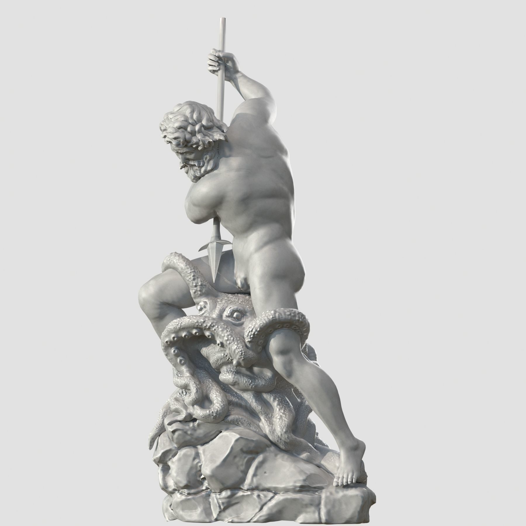 Neptune statue of man holding spear 3D model_9