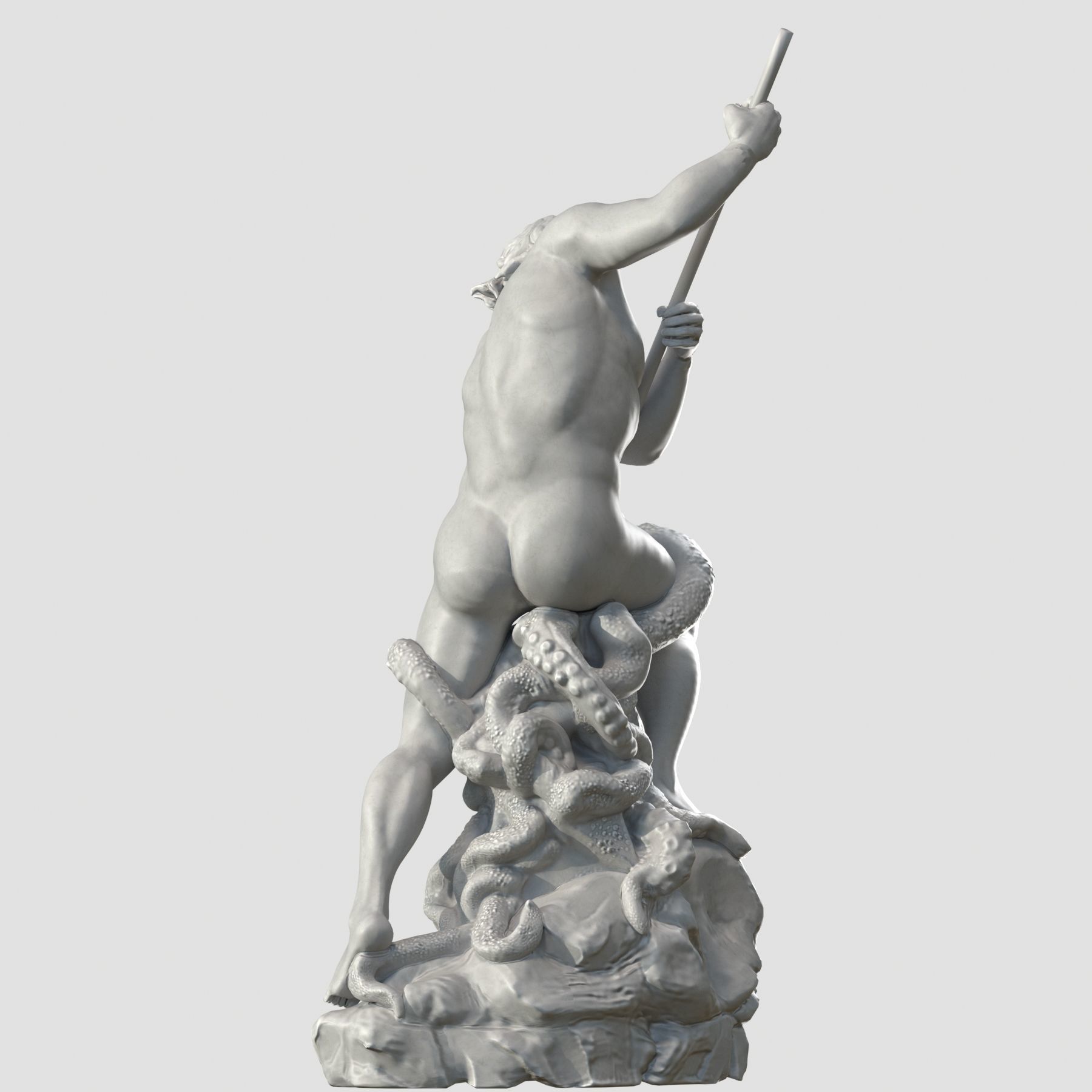 Neptune statue of man holding spear 3D model_3