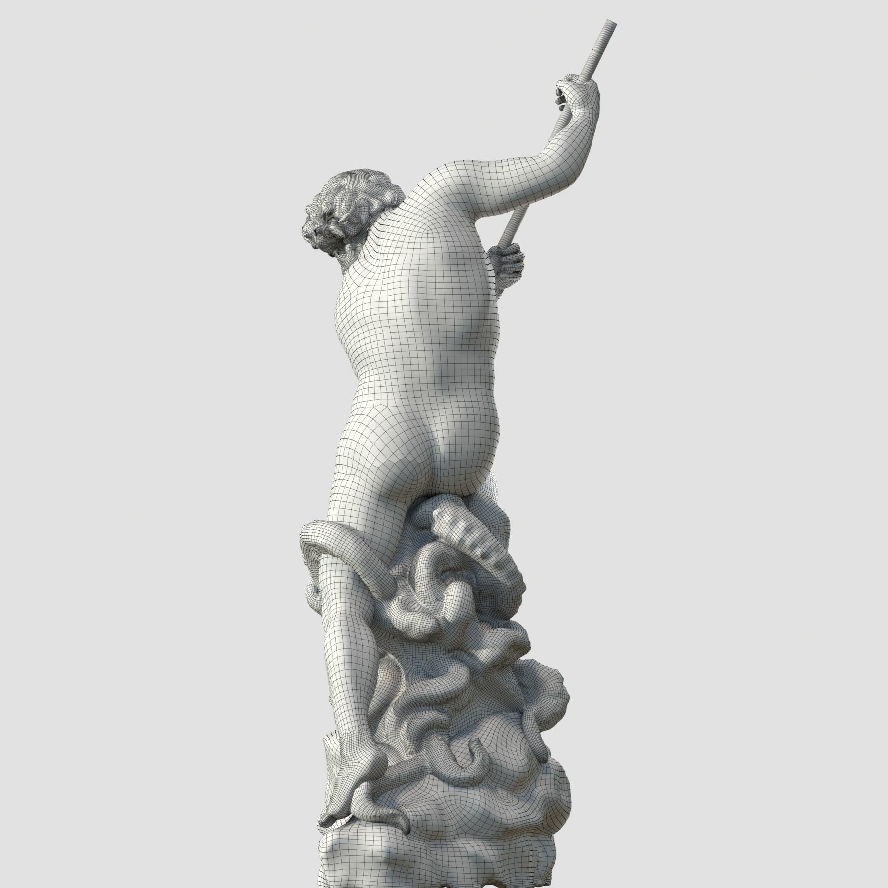 Neptune statue of man holding spear 3D model_17