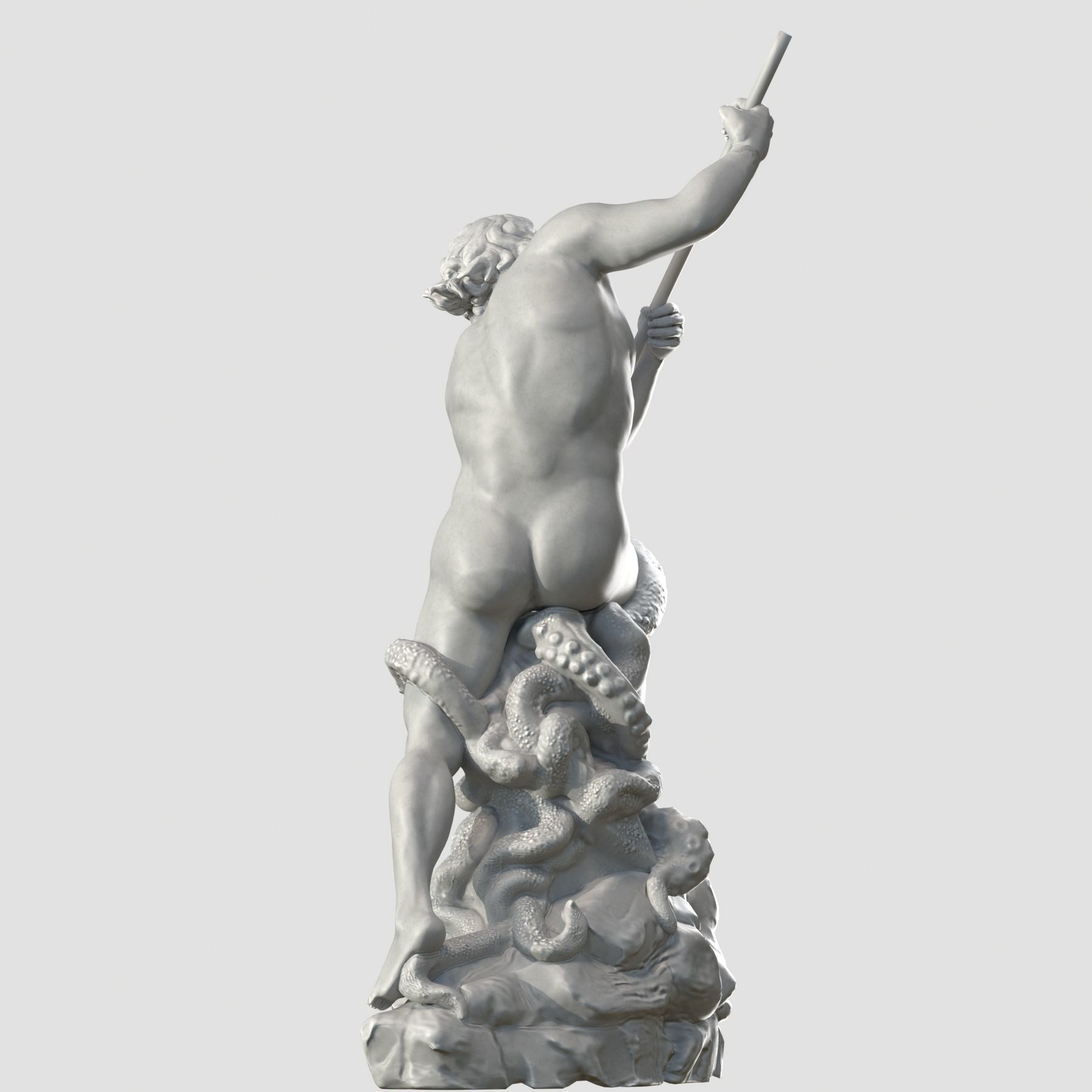 Neptune statue of man holding spear 3D model_4