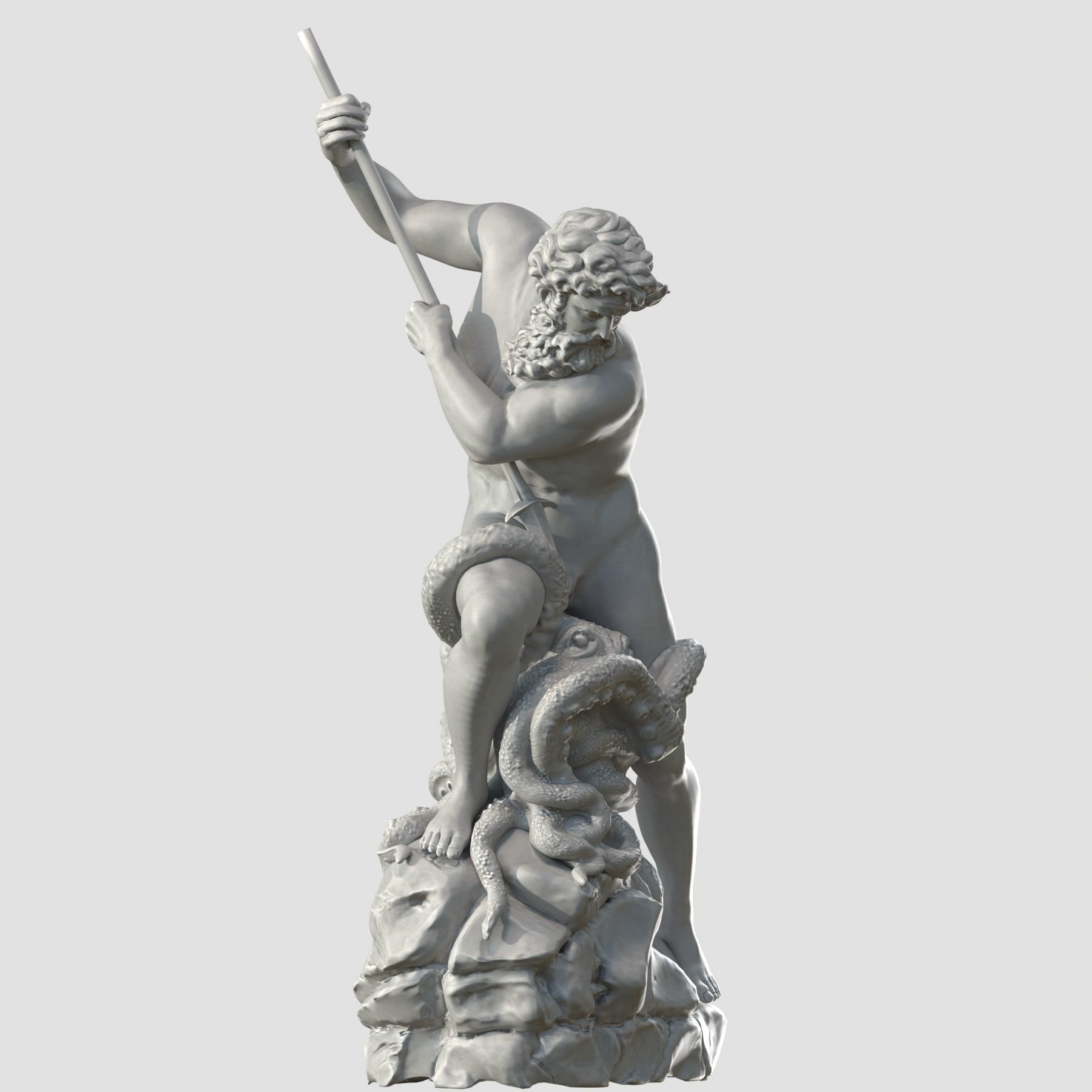 Neptune statue of man holding spear 3D model_19