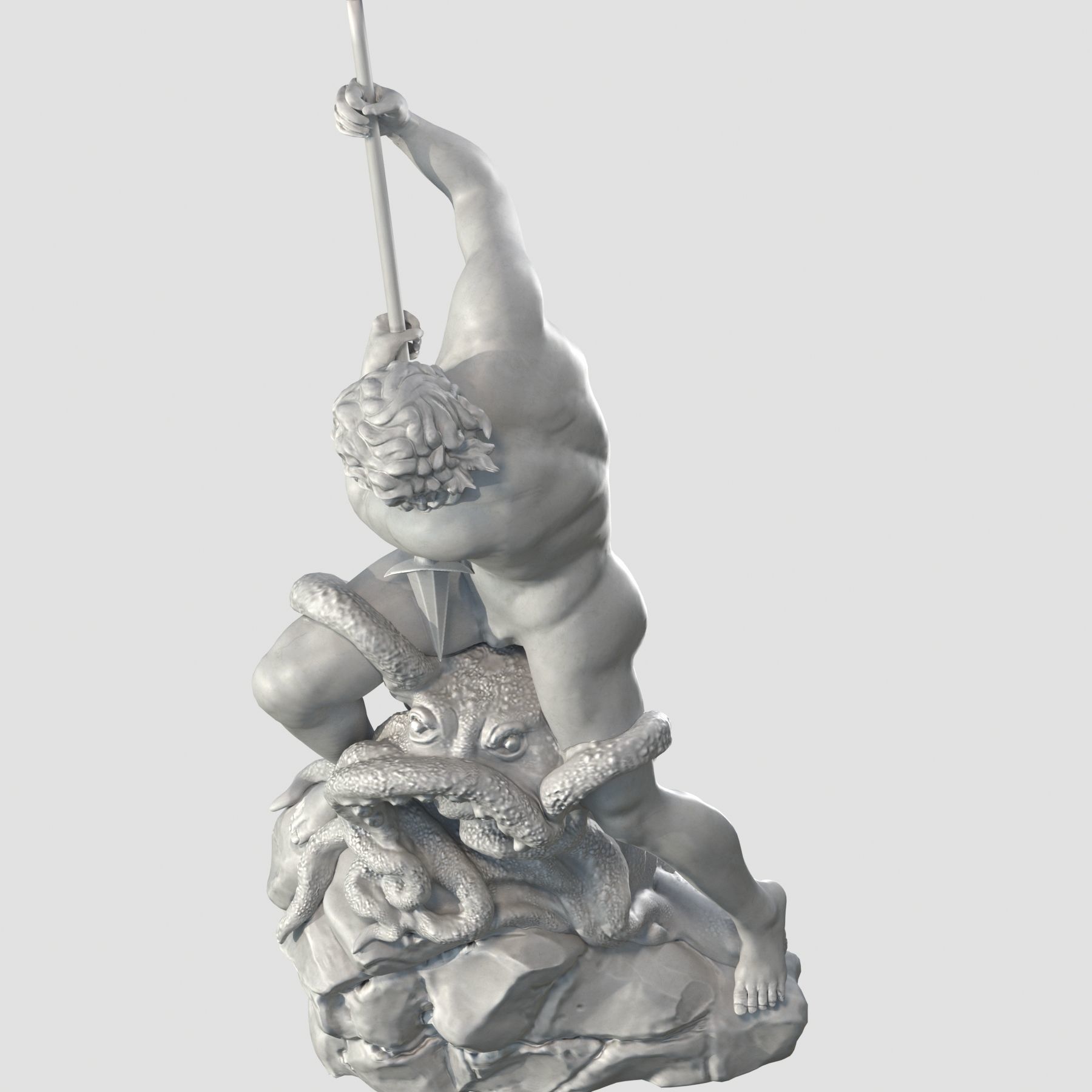 Neptune statue of man holding spear 3D model_11