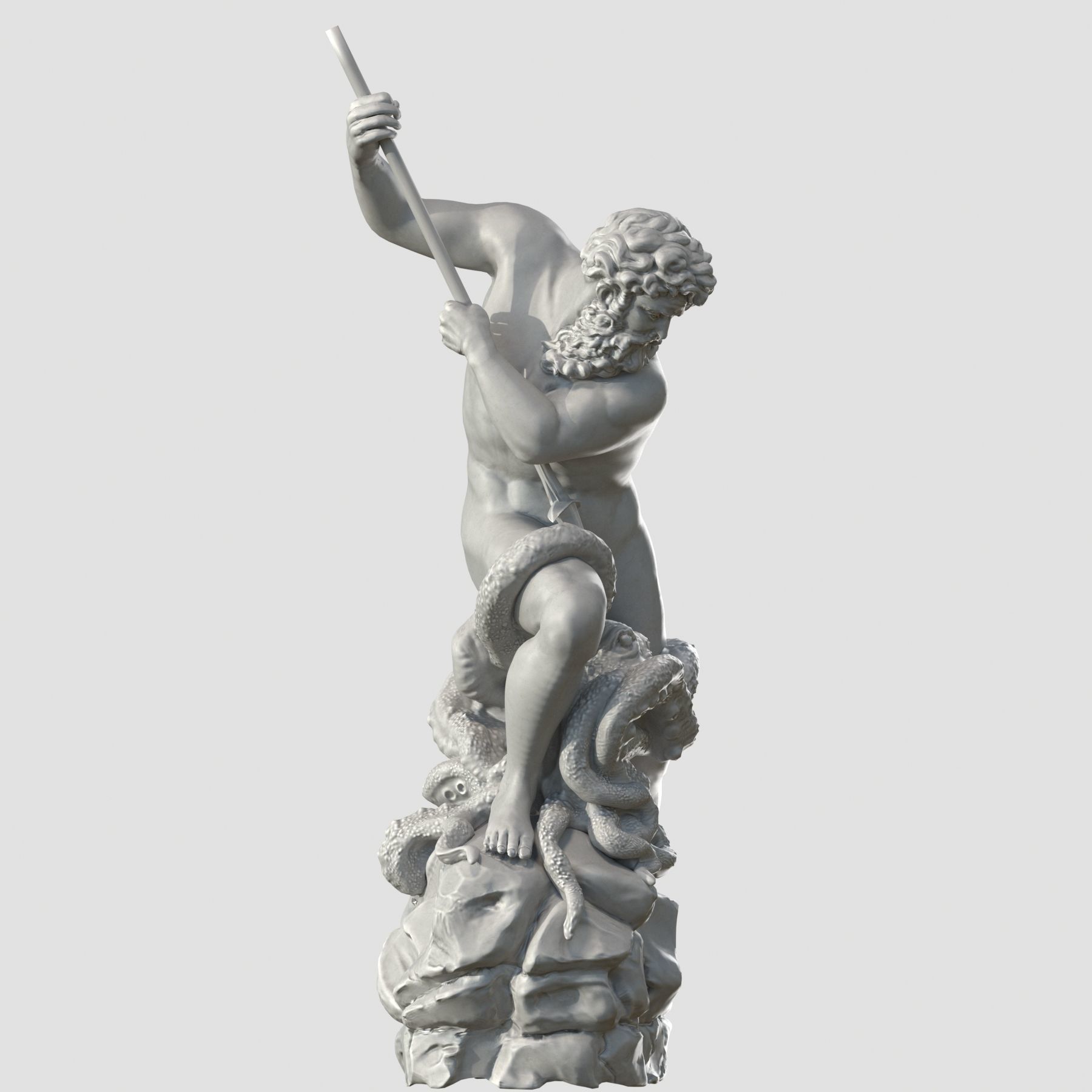 Neptune statue of man holding spear 3D model_20