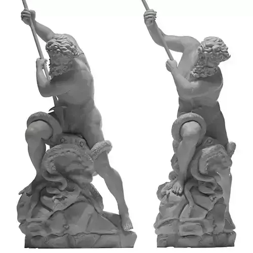 Neptune statue of man holding spear 3D model