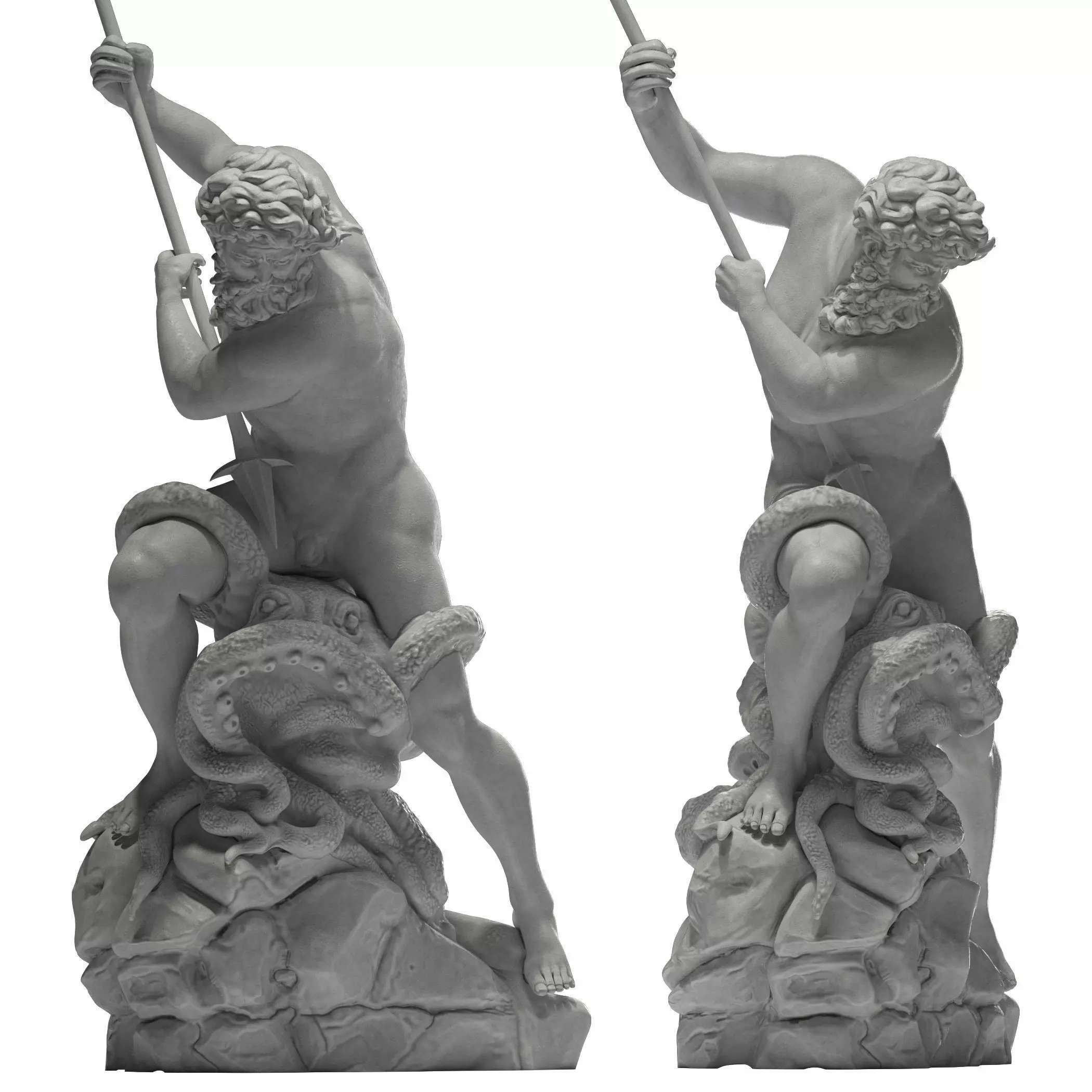 Neptune statue of man holding spear 3D model_0