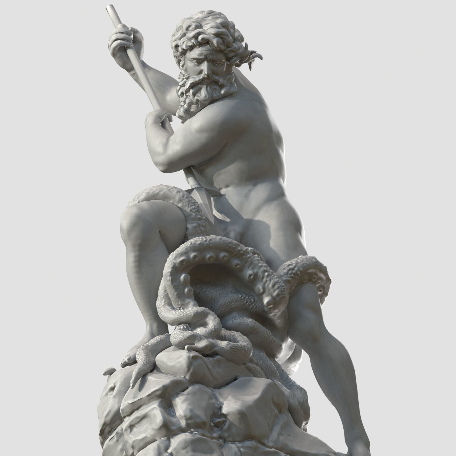 Neptune statue of man holding spear 3D model_13