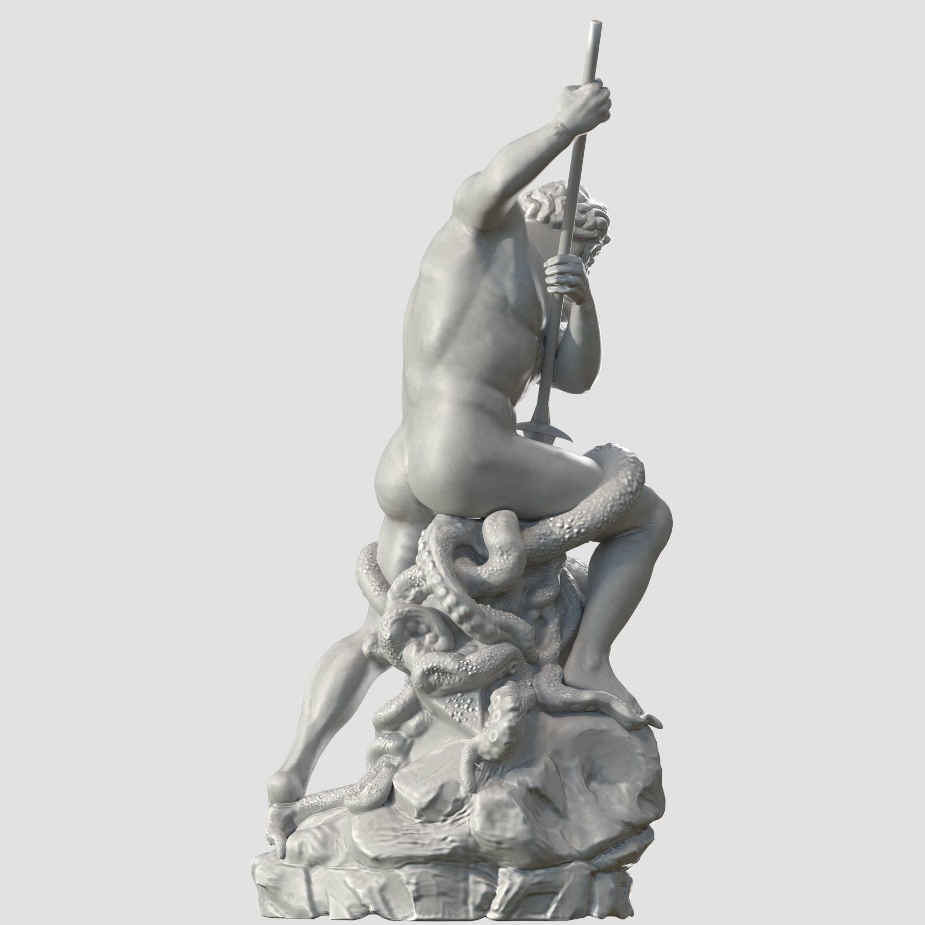 Neptune statue of man holding spear 3D model_25