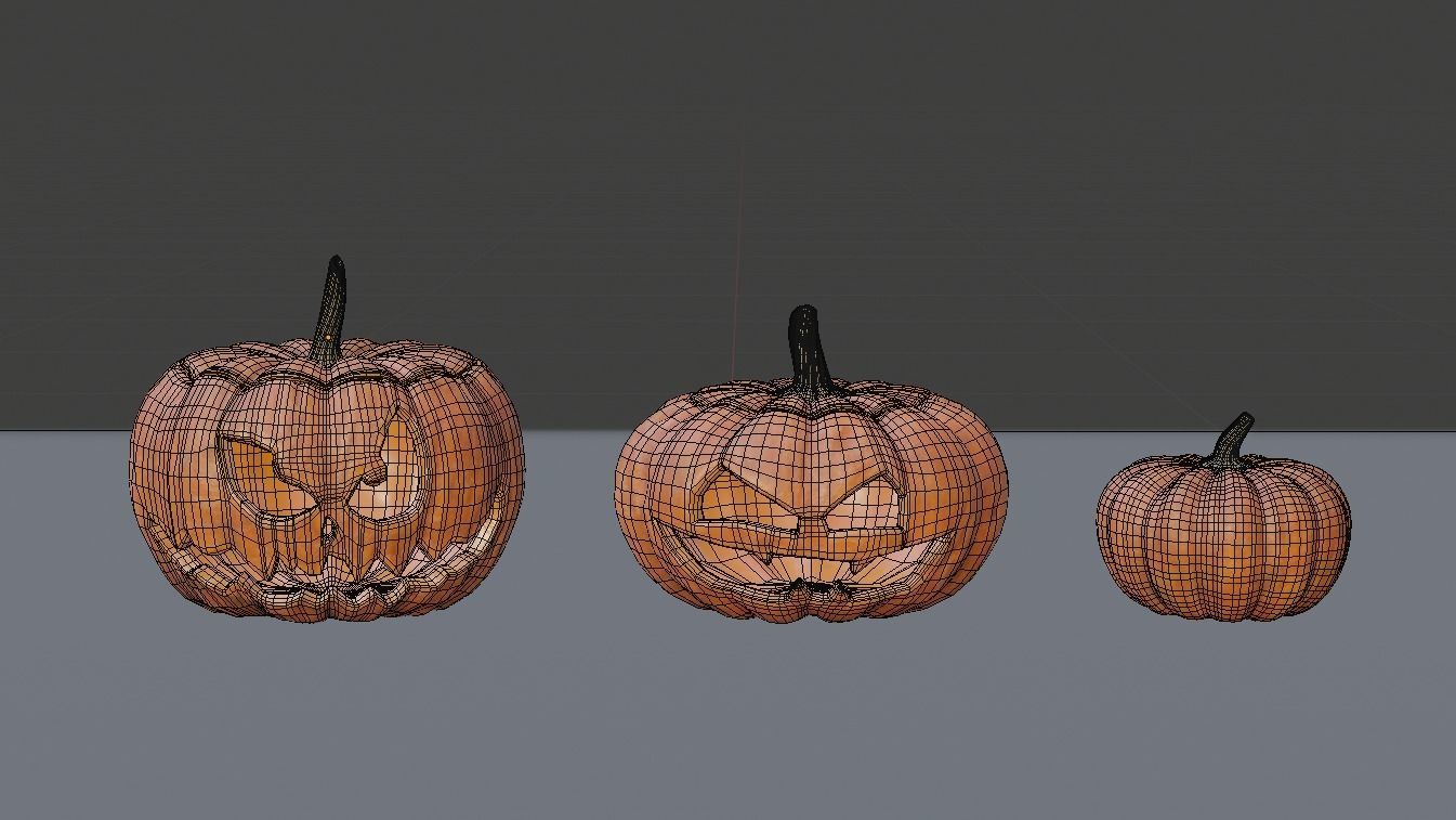 Jack O Lanterns Low-poly 3D model_4