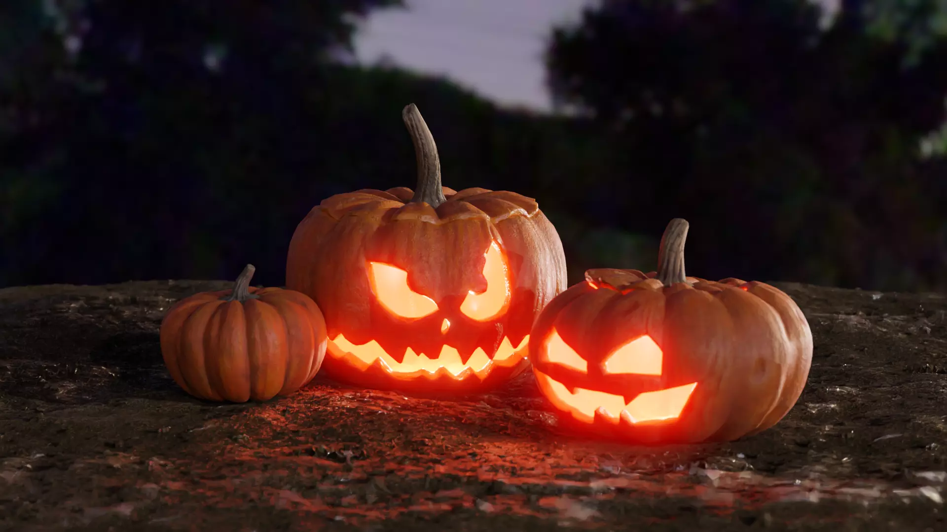 Jack O Lanterns Low-poly 3D model_0