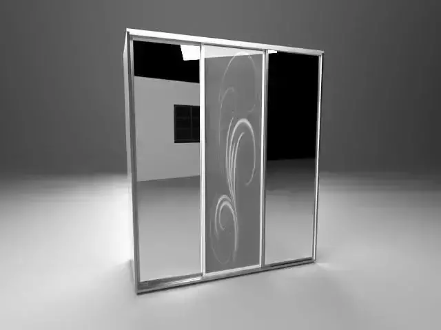 closet with 2 mirror doors and glass door Free 3D model