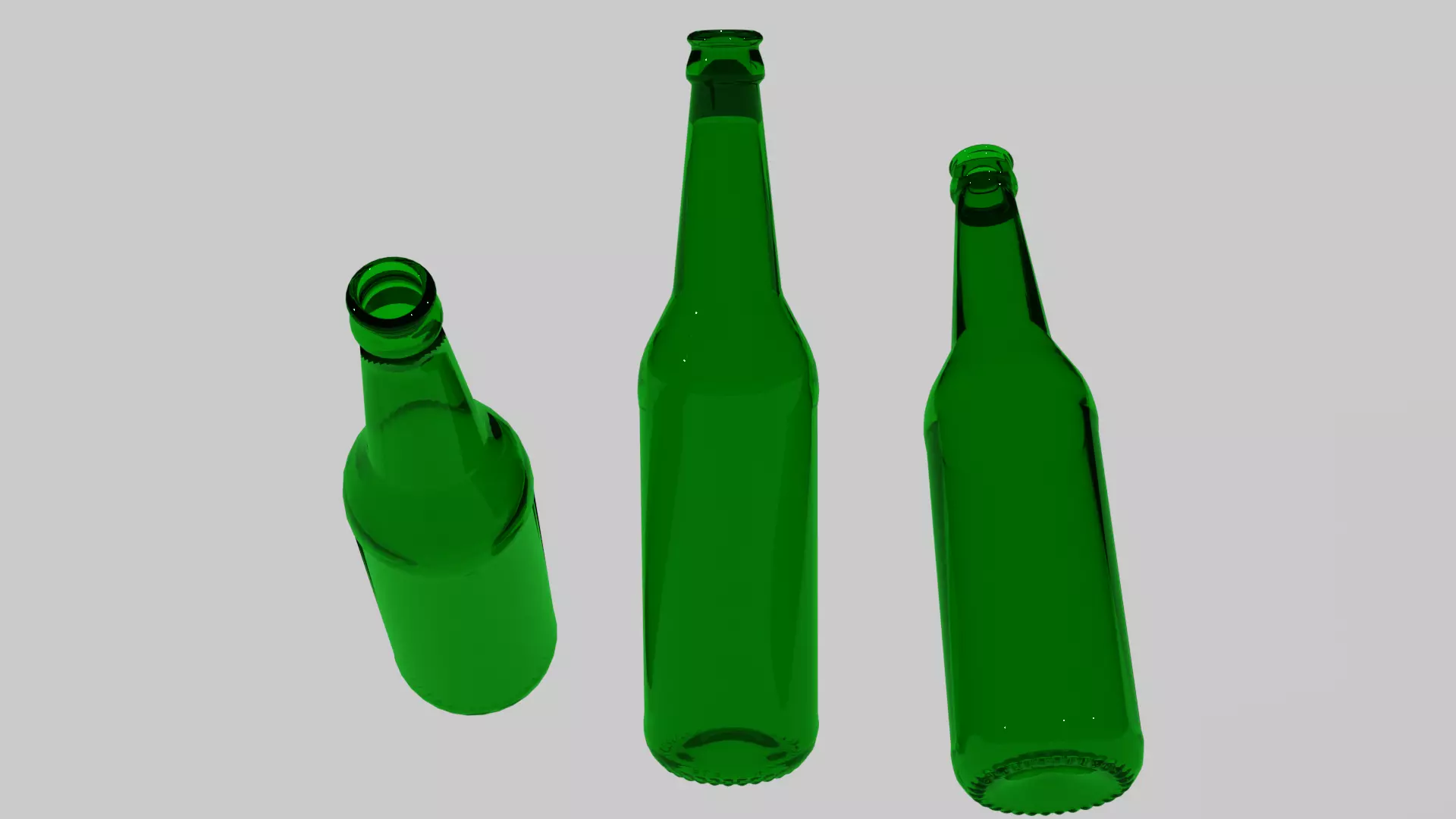 3D empty standard beer bottle without cap and stickers Low-poly 3D model_0