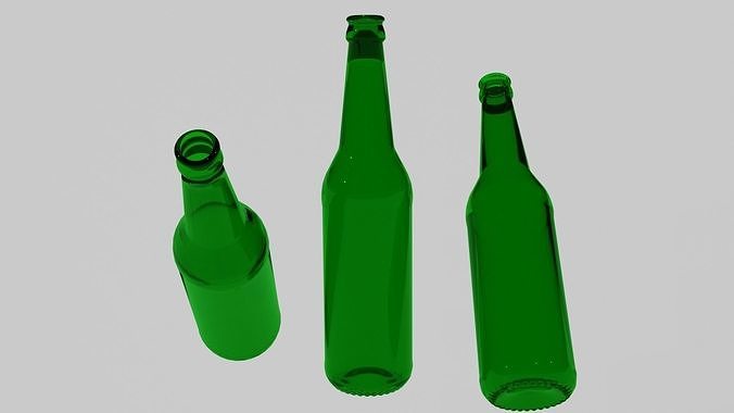 3D empty standard beer bottle without cap and stickers Low-poly 3D model