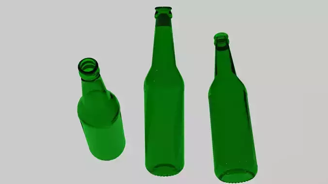 3D empty standard beer bottle without cap and stickers Low-poly 3D model