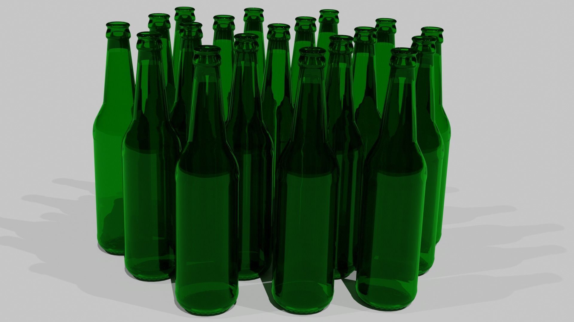 3D empty standard beer bottle without cap and stickers Low-poly 3D model_1