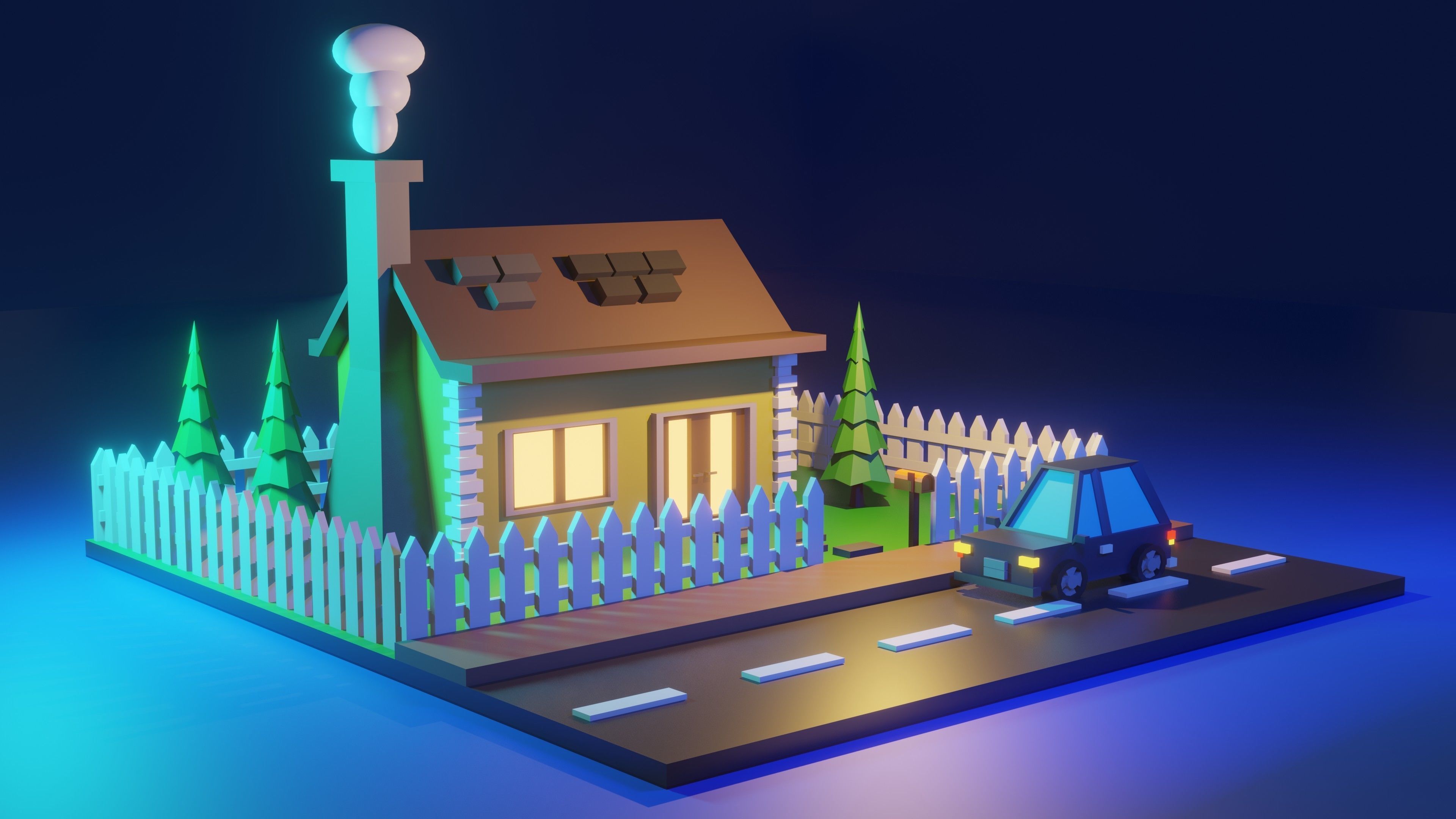 3D Villa Cartoon Model Low-poly 3D model_1