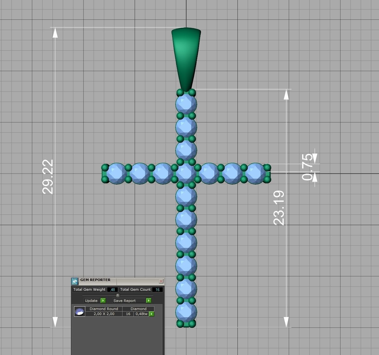 Diamond Cross Necklace with 2mm stones setting  HALF CT TW  3D print model_6