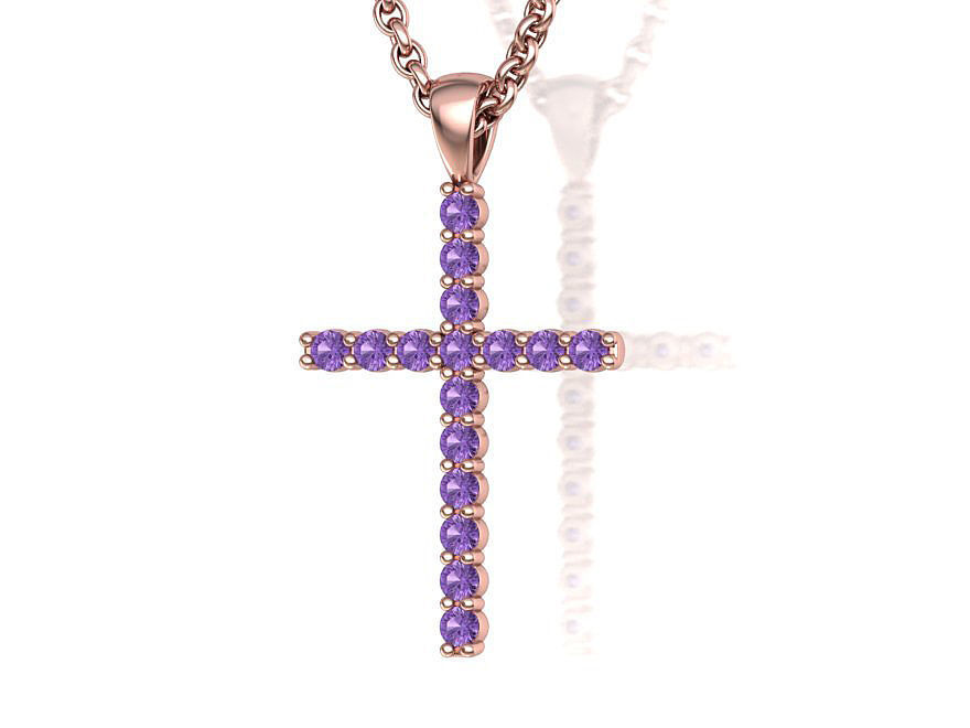 Diamond Cross Necklace with 2mm stones setting  HALF CT TW  3D print model_17