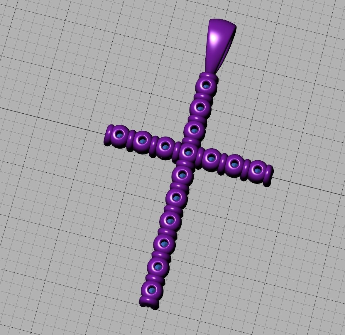 Diamond Cross Necklace with 2mm stones setting  HALF CT TW  3D print model_10