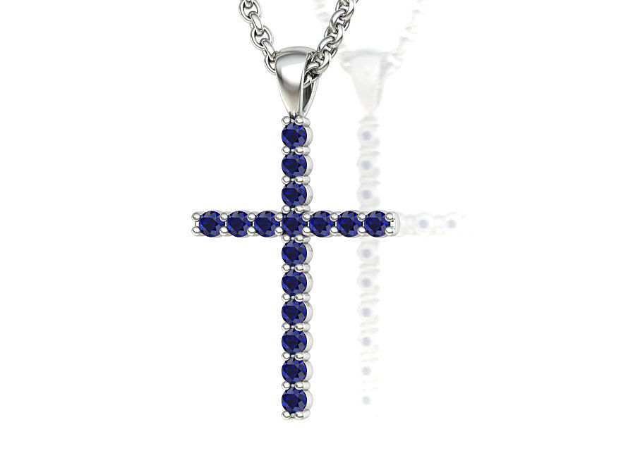 Diamond Cross Necklace with 2mm stones setting  HALF CT TW  3D print model_21