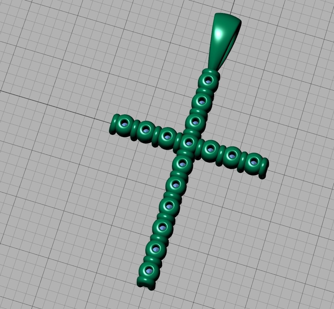 Diamond Cross Necklace with 2mm stones setting  HALF CT TW  3D print model_8