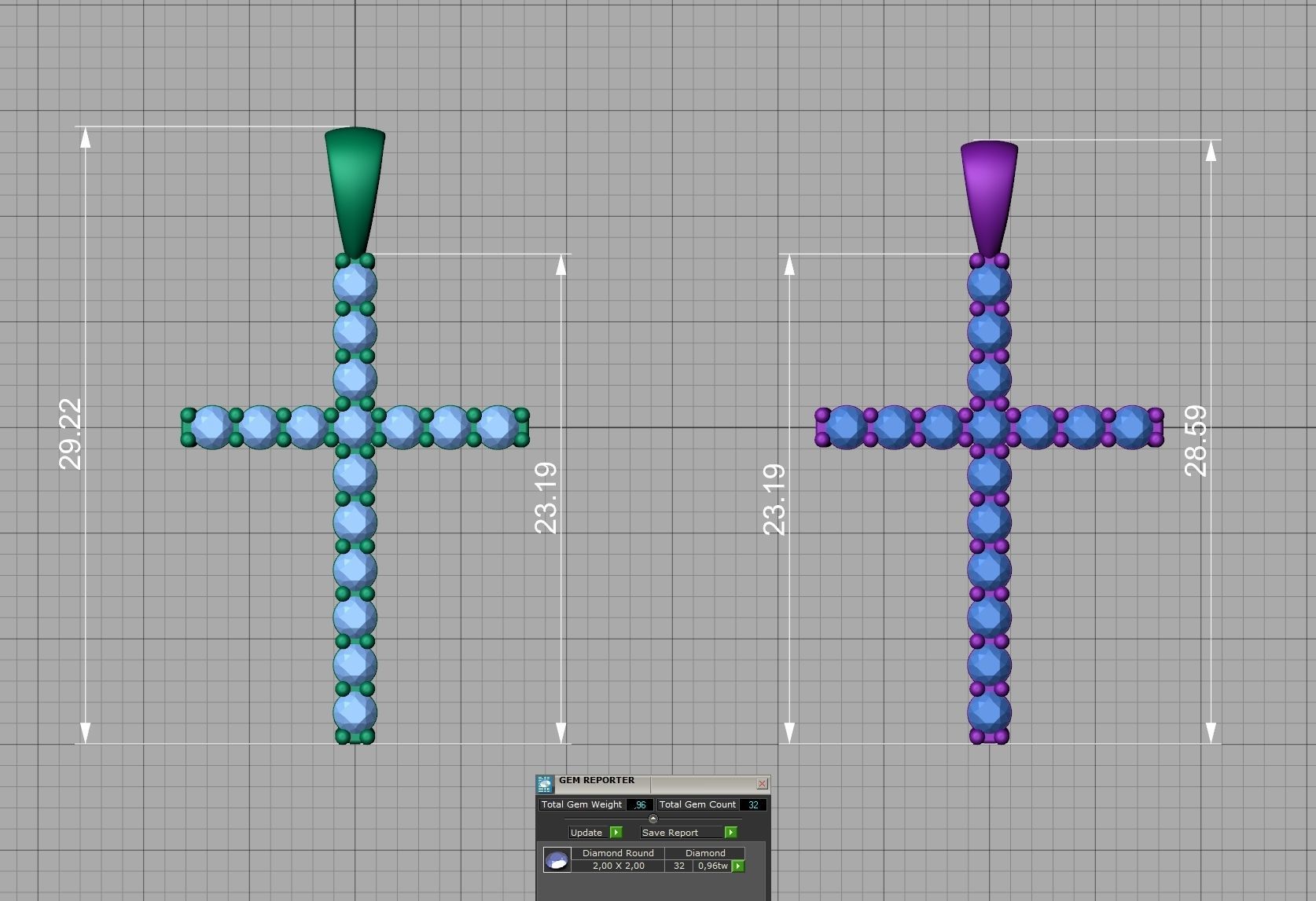 Diamond Cross Necklace with 2mm stones setting  HALF CT TW  3D print model_4