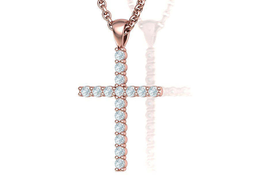 Diamond Cross Necklace with 2mm stones setting  HALF CT TW  3D print model_20