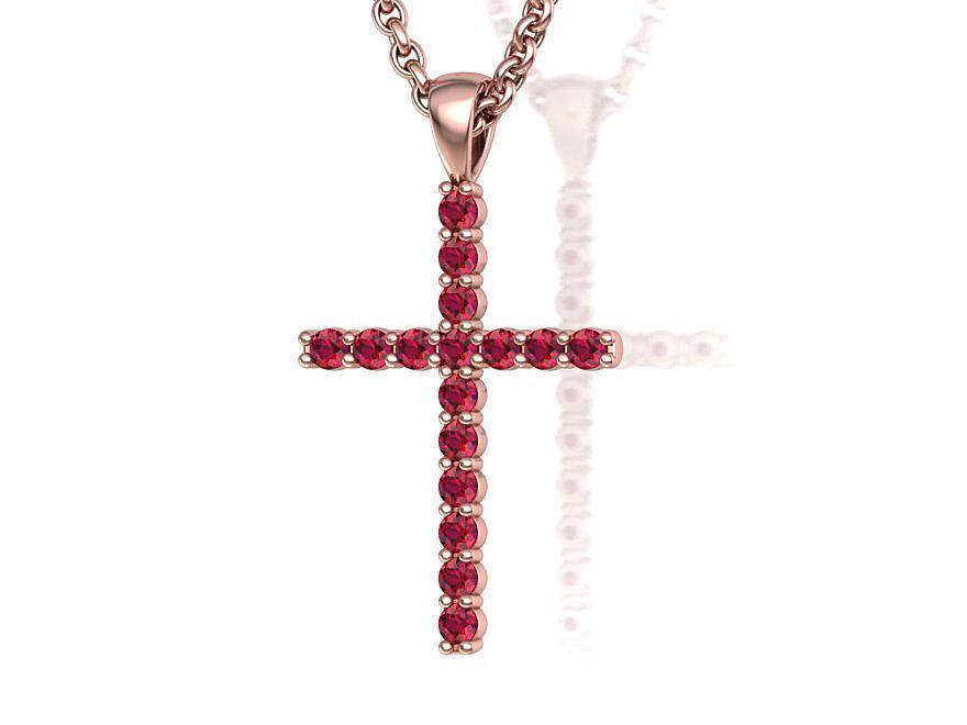 Diamond Cross Necklace with 2mm stones setting  HALF CT TW  3D print model_23