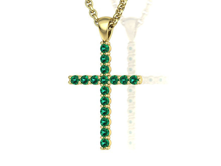 Diamond Cross Necklace with 2mm stones setting  HALF CT TW  3D print model_22