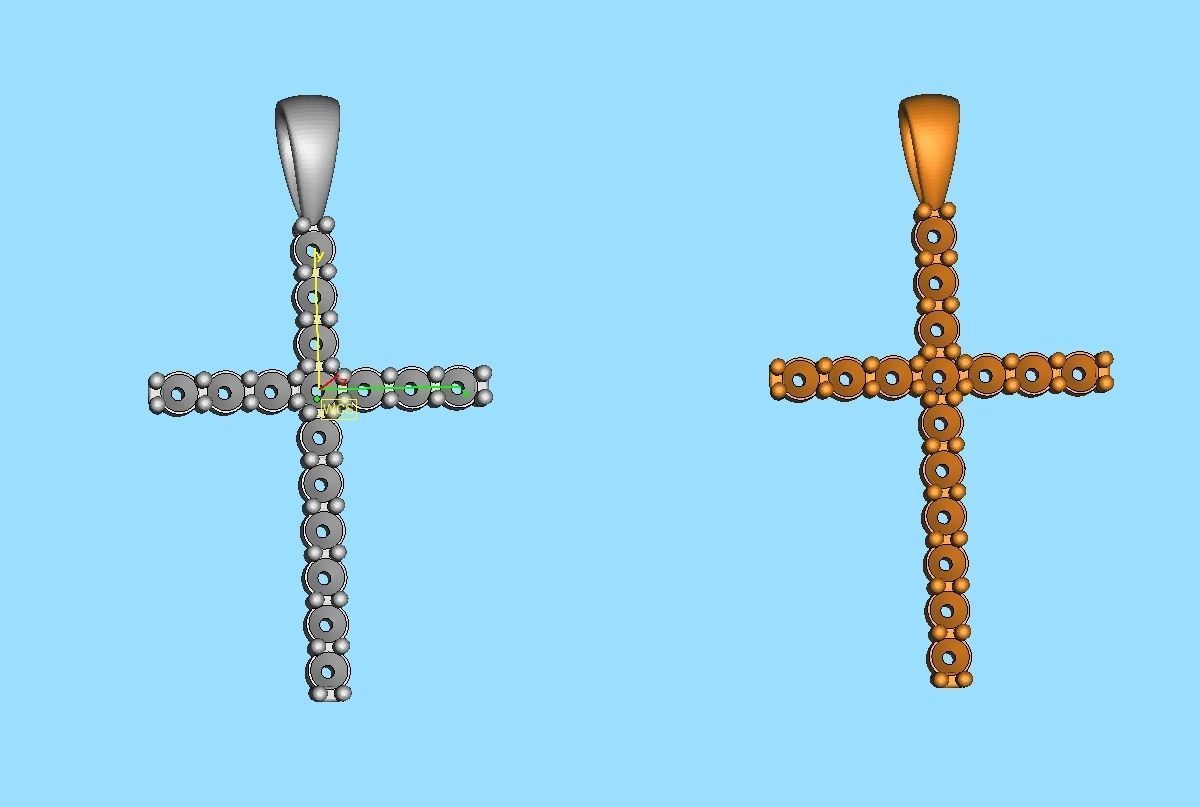 Diamond Cross Necklace with 2mm stones setting  HALF CT TW  3D print model_14