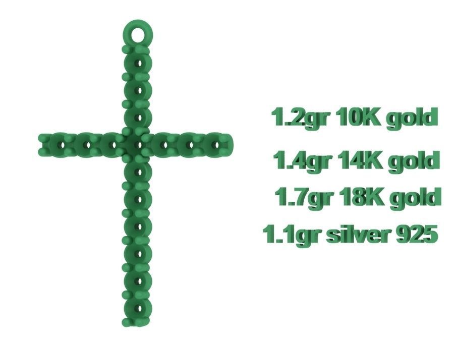 Diamond Cross Necklace with 2mm stones setting  HALF CT TW  3D print model_13