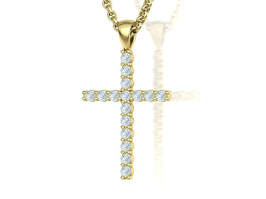 Diamond Cross Necklace with 2mm stones setting  HALF CT TW  3D print model_19