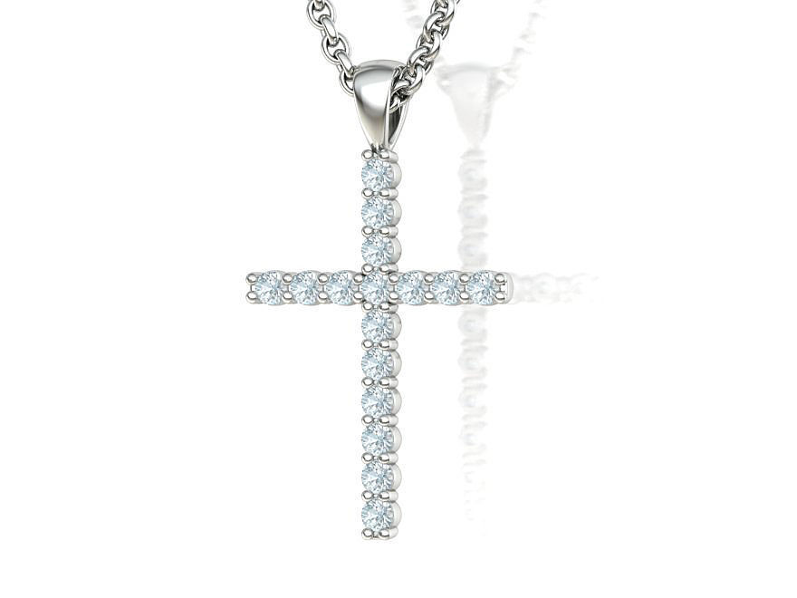 Diamond Cross Necklace with 2mm stones setting  HALF CT TW  3D print model_18