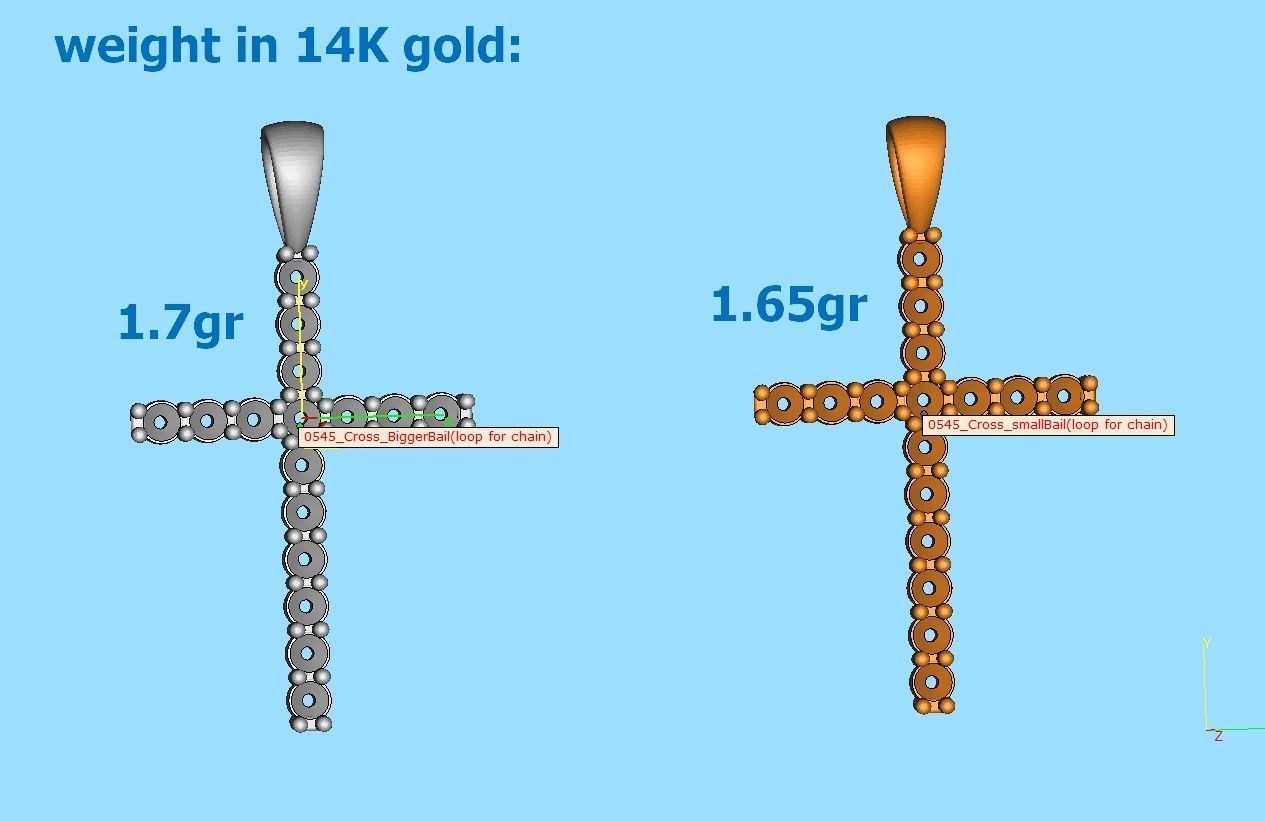 Diamond Cross Necklace with 2mm stones setting  HALF CT TW  3D print model_5