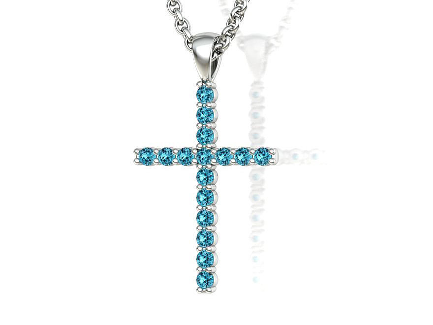 Diamond Cross Necklace with 2mm stones setting  HALF CT TW  3D print model_15