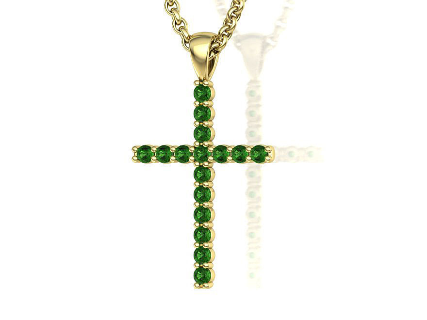 Diamond Cross Necklace with 2mm stones setting  HALF CT TW  3D print model_16