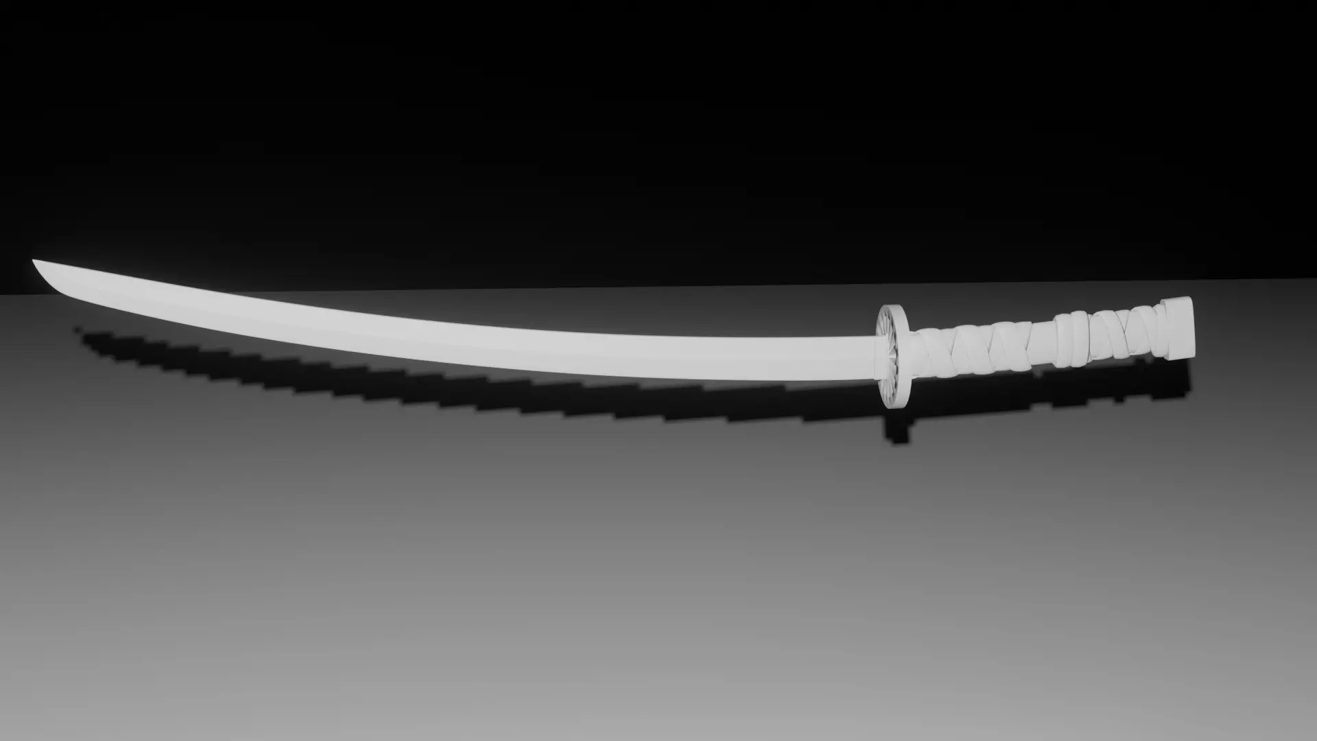 Katana samurai sword Low-poly 3D model_0