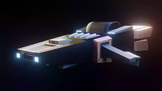 Spaceship with lights 3D model