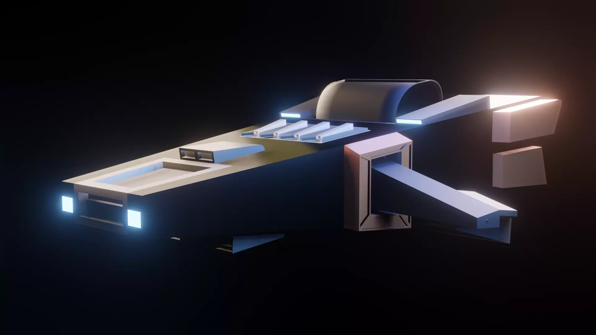 Spaceship with lights 3D model_0