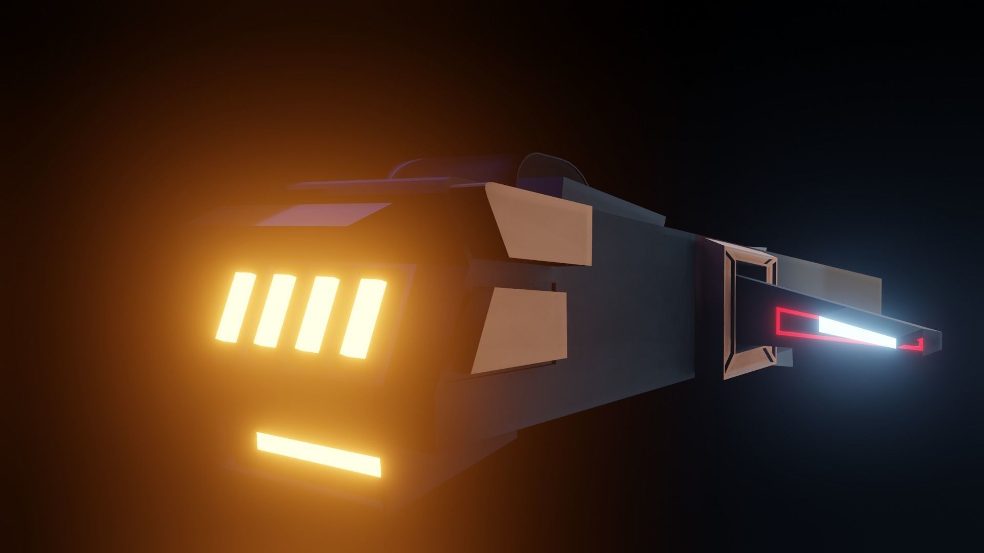 Spaceship with lights 3D model_2