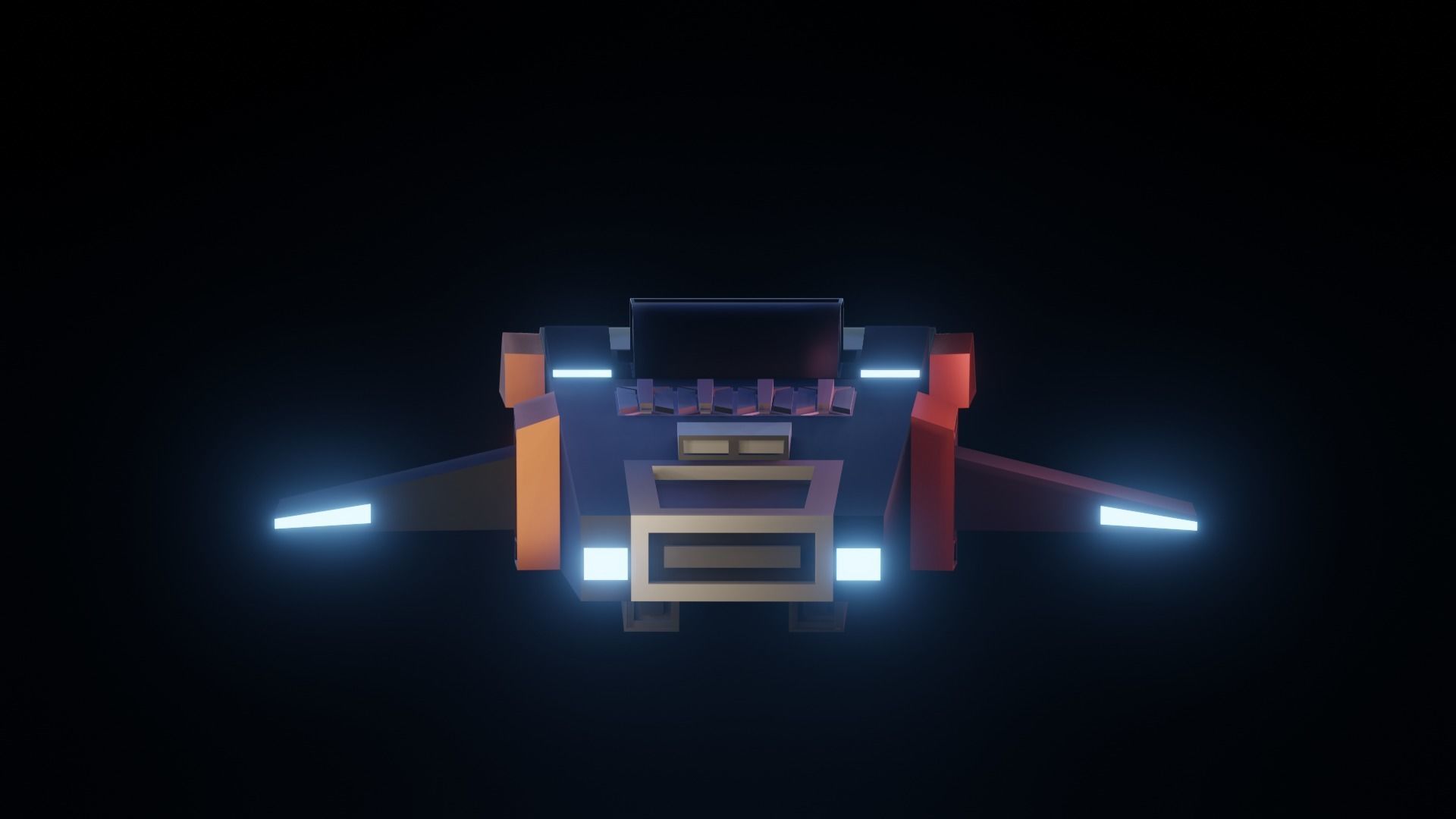 Spaceship with lights 3D model_4
