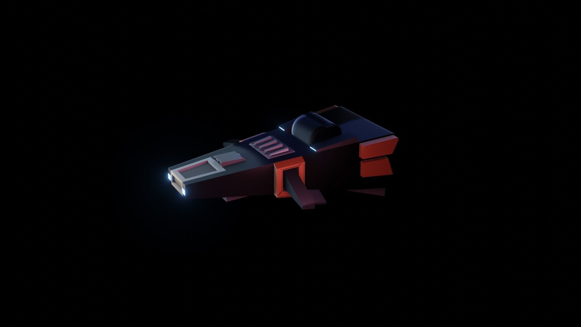 Spaceship with lights 3D model_3